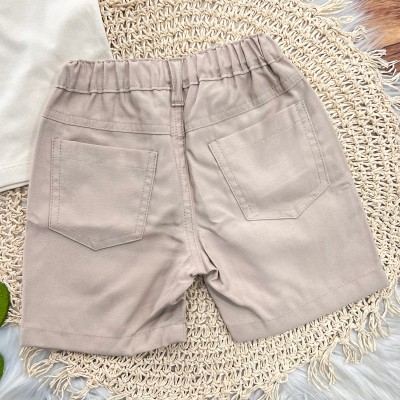 Conj Camiseta Polo dinossauros e Short sarja Areia